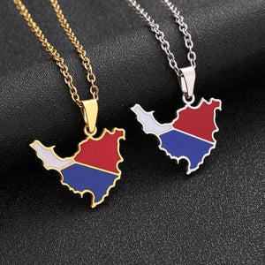 Saint Martin Flag Map Necklace