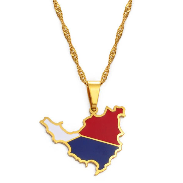 Saint Martin Flag Map Necklace