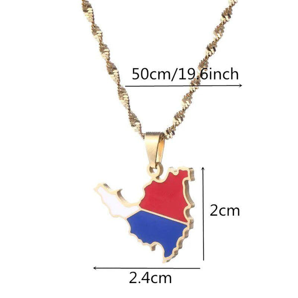 Saint Martin Flag Map Necklace