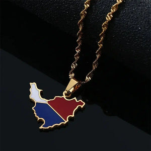 Saint Martin Flag Map Necklace