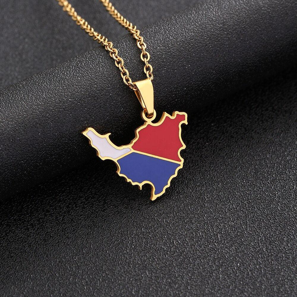 Saint Martin Flag Map Necklace