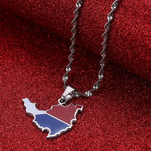 Saint Martin Flag Map Necklace