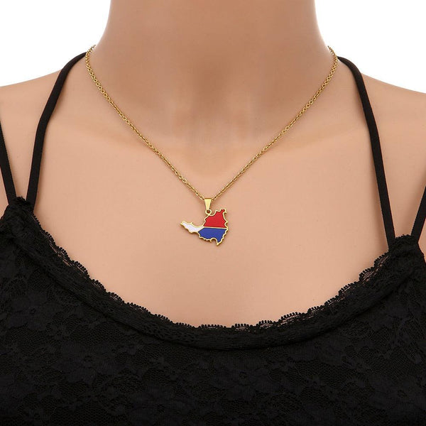 Saint Martin Flag Map Necklace