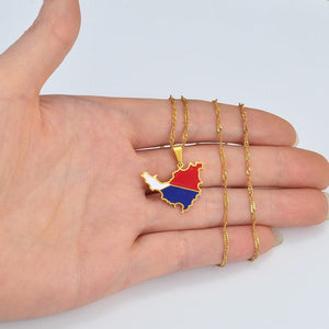 Saint Martin Flag Map Necklace