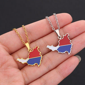 Saint Martin Flag Map Necklace