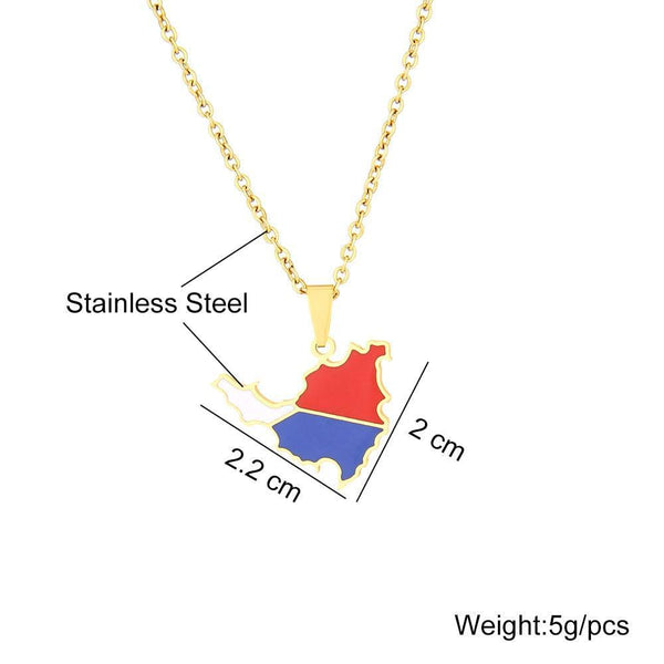 Saint Martin Flag Map Necklace