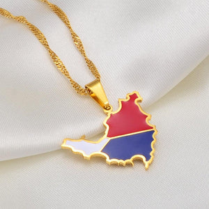 Saint Martin Flag Map Necklace