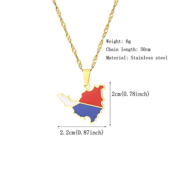 Saint Martin Flag Map Necklace