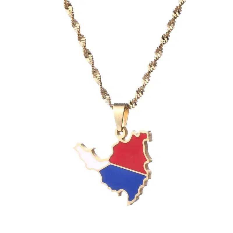 Saint Martin Flag Map Necklace