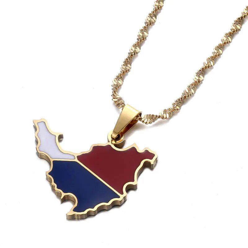 Saint Martin Flag Map Necklace