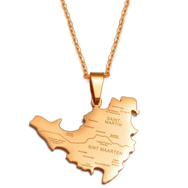 Saint Martin Map Necklace