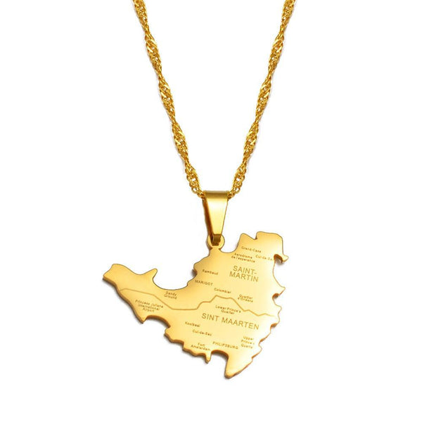 Saint Martin Map Necklace