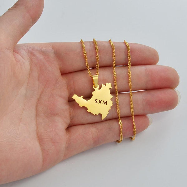 Saint Martin Map Necklace