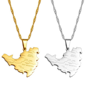 Saint Martin Map Necklace