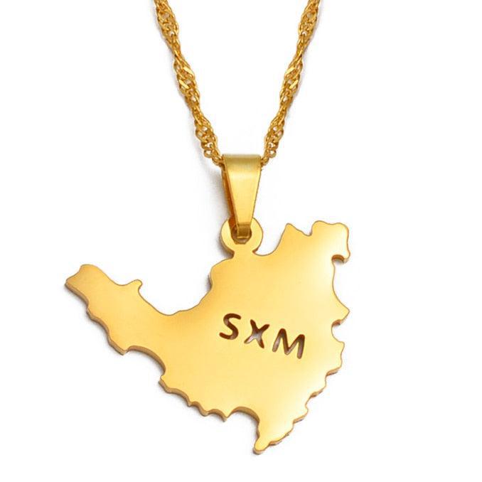 Saint Martin Map Necklace