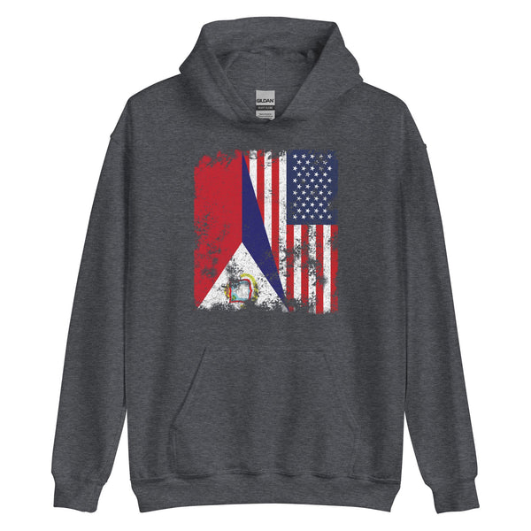 Saint Martin USA Flag - Half American Hoodie