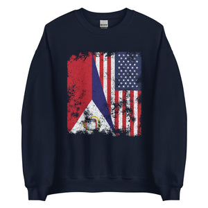 Saint Martin USA Flag - Half American Sweatshirt