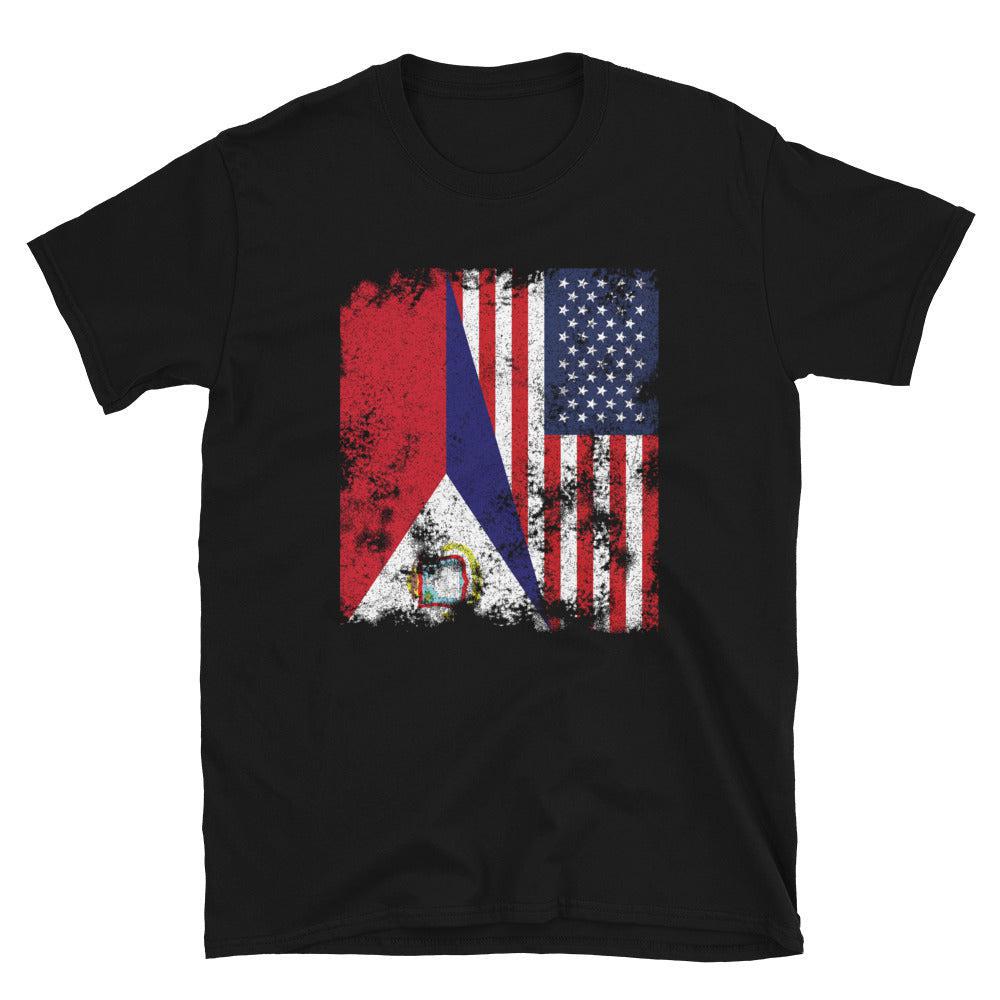 Saint Martin USA Flag - Half American T-Shirt