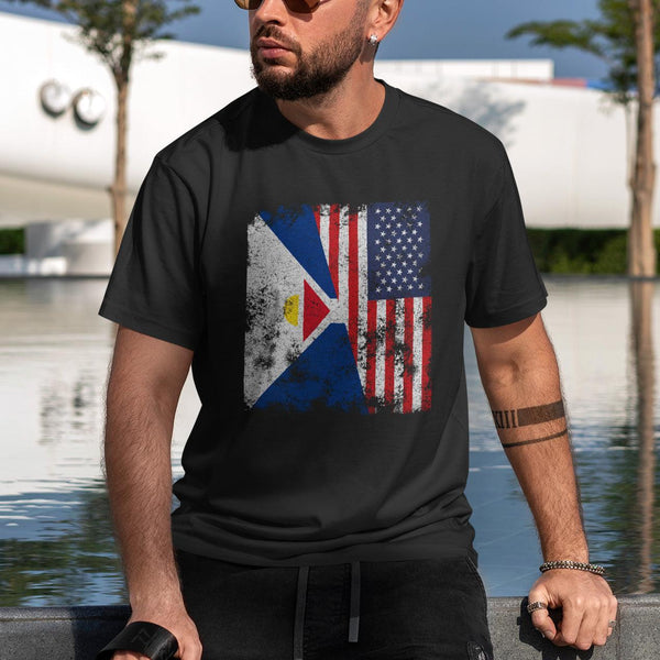 Saint-martin USA Flag T-Shirt