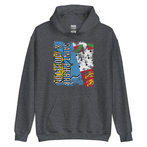 Saint Pierre And Miquelon Flag - Distressed Flag Hoodie