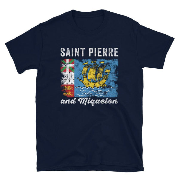 Saint Pierre and Miquelon Flag Vintage T-Shirt