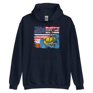 Saint Pierre and Miquelon USA Flag Hoodie