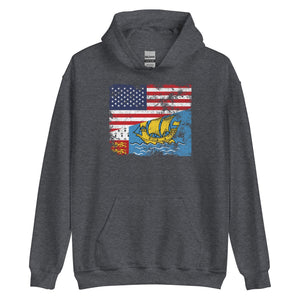 Saint Pierre and Miquelon USA Flag Hoodie