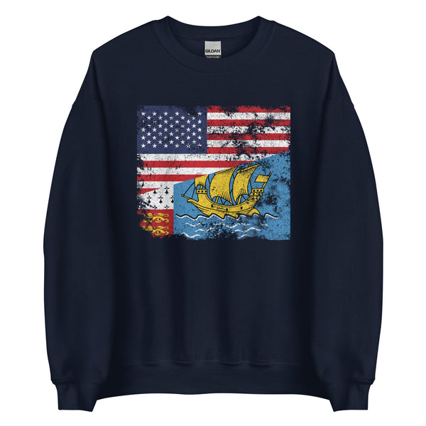 Saint Pierre and Miquelon USA Flag Sweatshirt