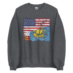 Saint Pierre and Miquelon USA Flag Sweatshirt