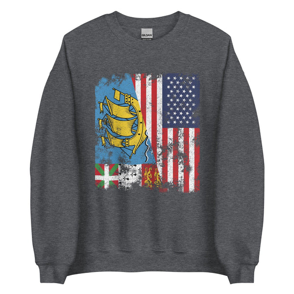 Saint Pierre and Miquelon USA Flag Sweatshirt