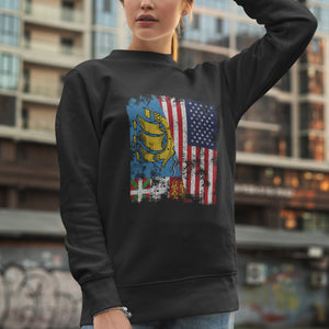 Saint Pierre and Miquelon USA Flag Sweatshirt