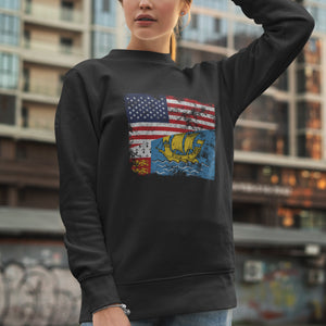 Saint Pierre and Miquelon USA Flag Sweatshirt