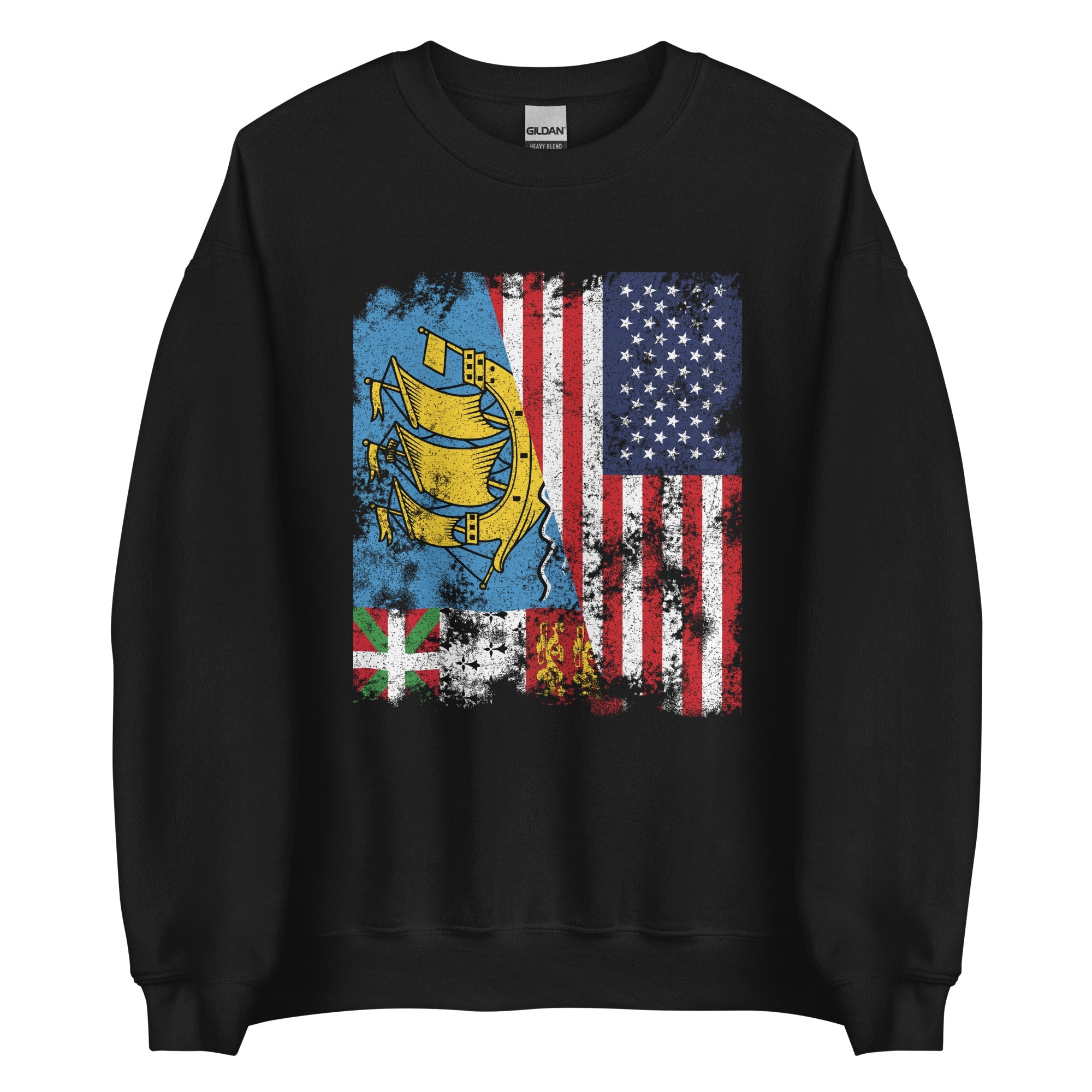 Saint Pierre and Miquelon USA Flag Sweatshirt