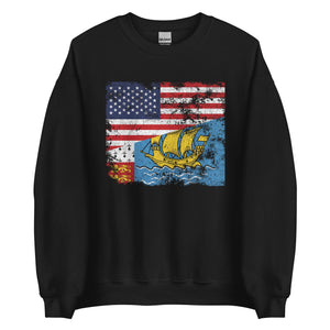 Saint Pierre and Miquelon USA Flag Sweatshirt