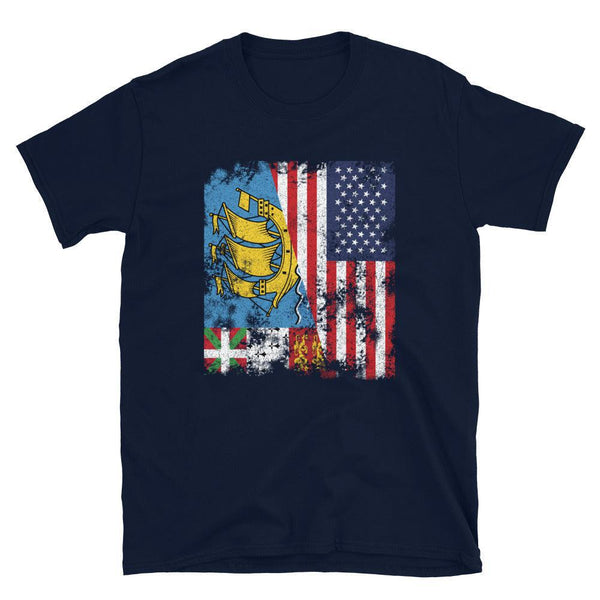 Saint Pierre and Miquelon USA Flag T-Shirt