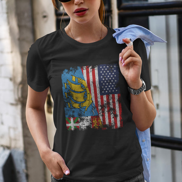 Saint Pierre and Miquelon USA Flag T-Shirt