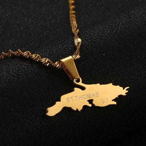 Saint Thomas Map Necklace