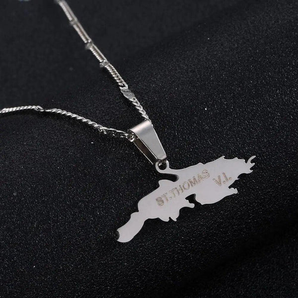 Saint Thomas Map Necklace