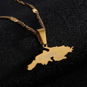 Saint Thomas Map Necklace