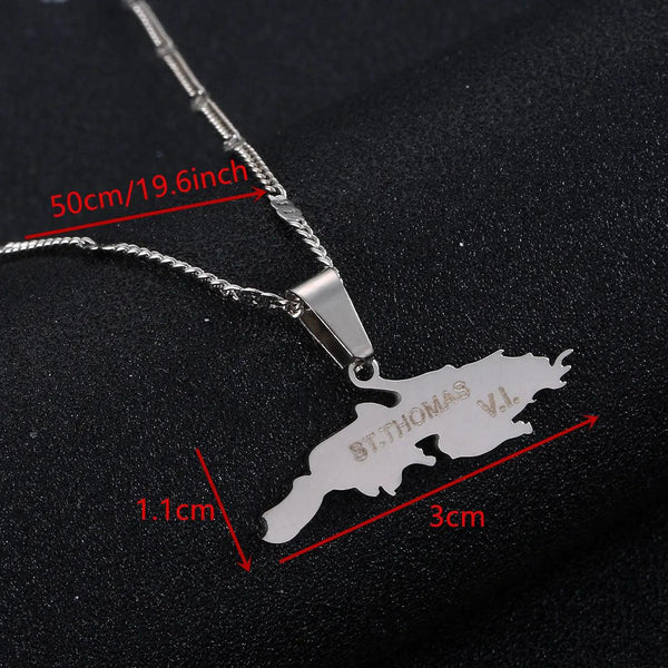 Saint Thomas Map Necklace