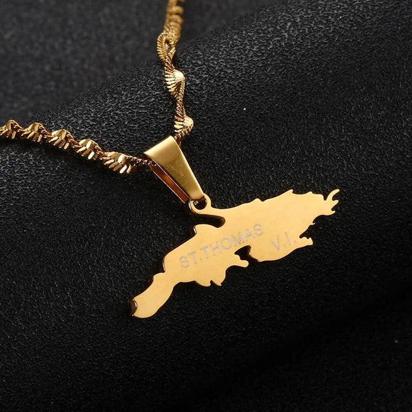 Saint Thomas Map Necklace