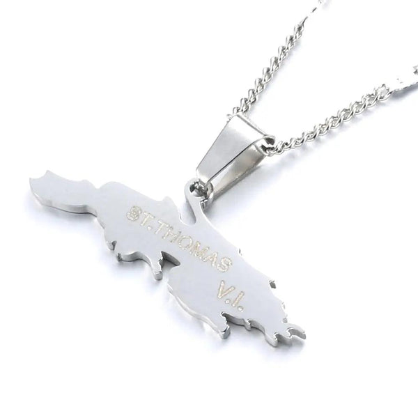 Saint Thomas Map Necklace