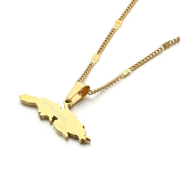 Saint Thomas Map Necklace