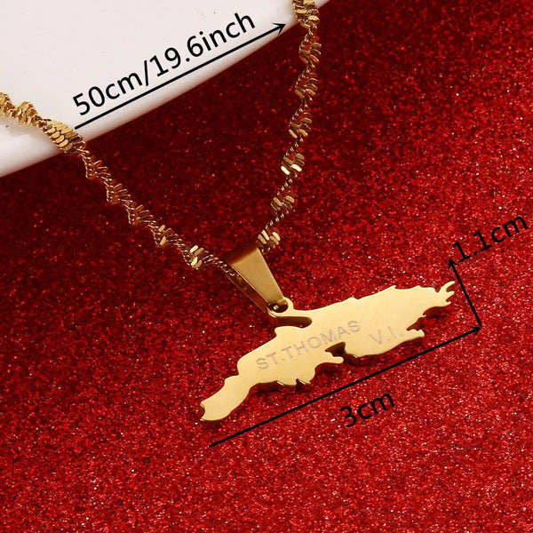 Saint Thomas Map Necklace