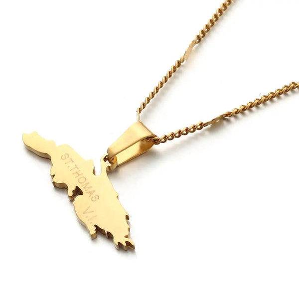 Saint Thomas Map Necklace