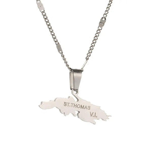 Saint Thomas Map Necklace