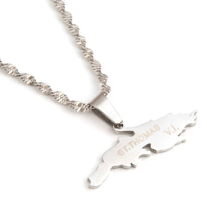 Saint Thomas Map Necklace