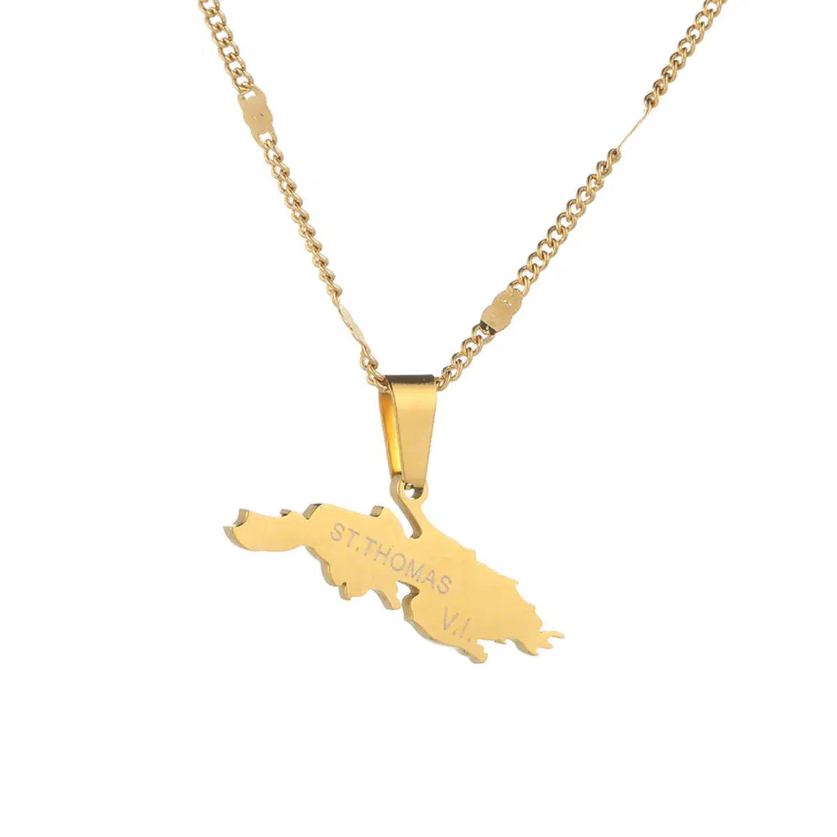 Saint Thomas Map Necklace