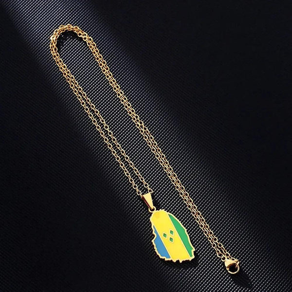 Saint Vincent Flag Map Necklace