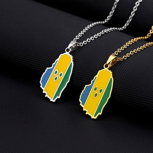 Saint Vincent Flag Map Necklace